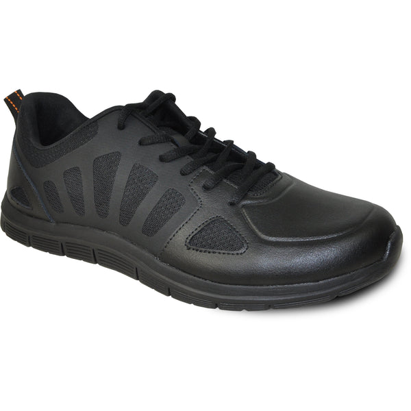VANGELO Men Slip Resistant Shoe NICK-1 Black  - Wide Width Available